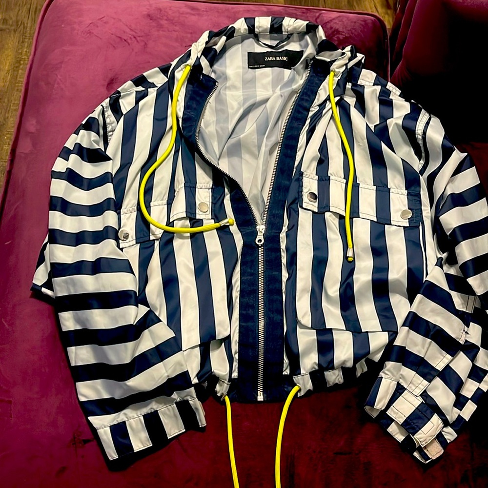 ZARA striped windbreaker hoodie